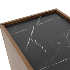 Mobile porta TV 200x50h cm 4 ante piano effetto marmo nero noce Caliva