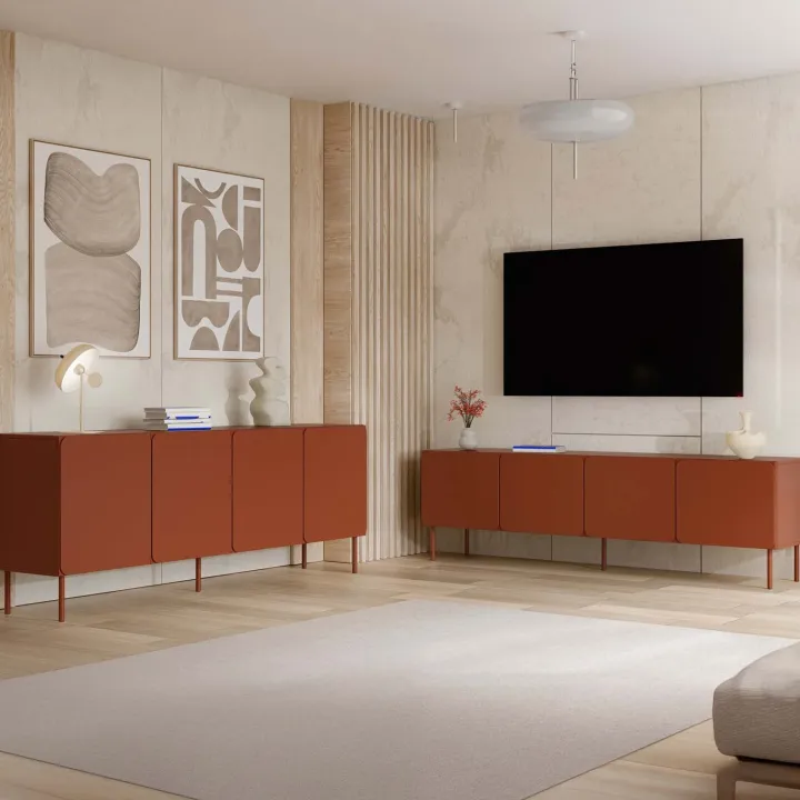 Mobile porta tv 200x61h cm 4 ante rosso mattone Maya