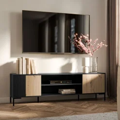 Mobile porta TV 180x54h cm 2 ante rovere nero Duble