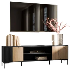 Mobile porta TV 180x54h cm 2 ante rovere nero Duble