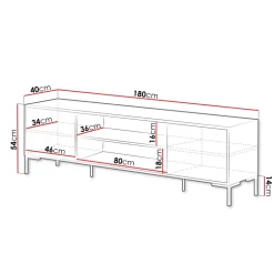 Mobile porta TV 180x54h cm 2 ante rovere nero Duble