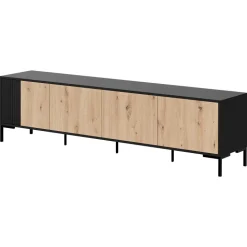 Mobile porta TV 200x54h cm 4 ante rovere nero Duble