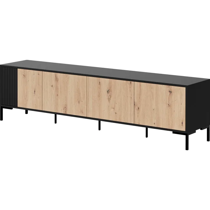 Mobile porta TV 200x54h cm 4 ante rovere nero Duble