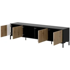 Mobile porta TV 200x54h cm 4 ante rovere nero Duble