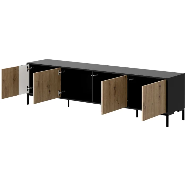 Mobile porta TV 200x54h cm 4 ante rovere nero Duble