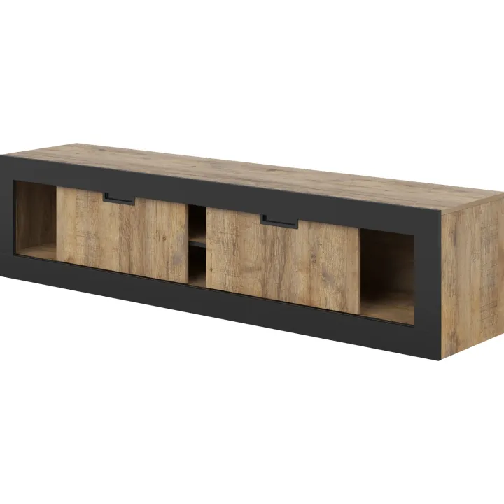 Mobile porta tv 180x43h cm 2 ante rovere rustico nero Ilyssa