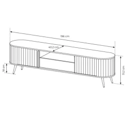 Mobile porta TV 196x51h cm 2 ante scorrevoli 1 cassetto 1 ripiano a vista soggiorno rovere Groove