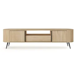 Mobile porta TV 196x51h cm 2 ante scorrevoli 1 cassetto 1 ripiano a vista soggiorno rovere Groove