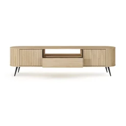 Mobile porta TV 196x51h cm 2 ante scorrevoli 1 cassetto 1 ripiano a vista soggiorno rovere Groove
