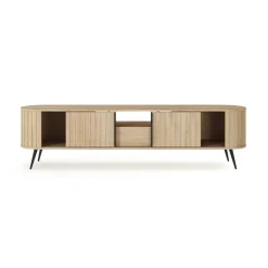 Mobile porta TV 196x51h cm 2 ante scorrevoli 1 cassetto 1 ripiano a vista soggiorno rovere Groove