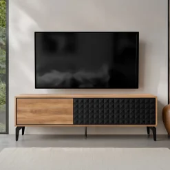Mobile porta tv 190x60h cm 3 ante serigrafato rovere nero Duplo