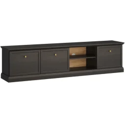 Mobile porta tv 206x51h cm 3 ante shabby nero grafite Purro