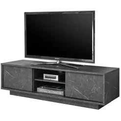 Mobile porta TV 139x44h cm 2 ante soggiorno effetto marmo nero Viking