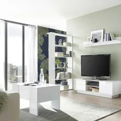 Mobile porta TV 139x44h cm 2 ante soggiorno bianco lucido Spirit
