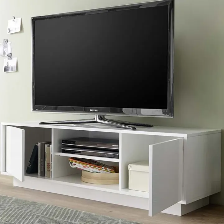 Mobile porta TV 139x44h cm 2 ante soggiorno bianco lucido Spirit