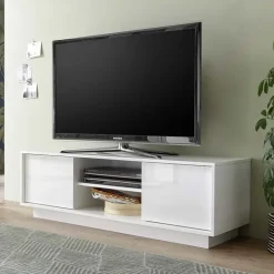 Mobile porta TV 139x44h cm 2 ante soggiorno bianco lucido Spirit