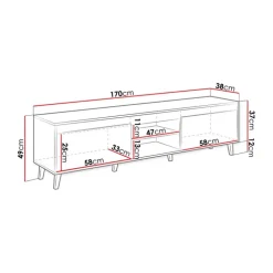 Mobile porta TV 170x49h cm 2 ante 2 vani a giorno rovere antracite Salisburgo
