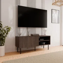Mobile porta TV 150x58h cm 2 ante 2 vani noce cannettato Gabiot