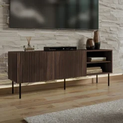 Mobile porta TV 150x58h cm 2 ante 2 vani noce cannettato Gabiot