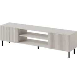 Mobile porta TV 181x53h cm 2 ante 2 vani con frontali cannettati beige Ziggy