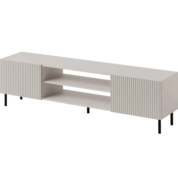 Mobile porta TV 181x53h cm 2 ante 2 vani con frontali cannettati beige Ziggy