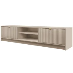 Mobile porta tv 180x40h cm 2 ante 2 vani a giorno cannettato beige Athena