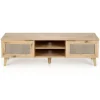 Mobile porta tv 150x45h cm 2 ante 2 vani a giorno moderno rovere Sombra
