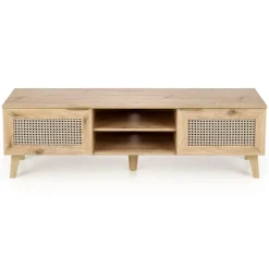 Mobile porta tv 150x45h cm 2 ante 2 vani a giorno moderno rovere Sombra