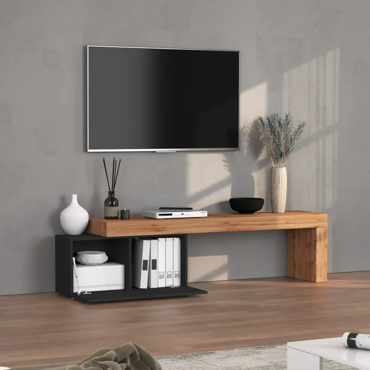 Mobile porta tv 210x51h cm antracite rovere Block