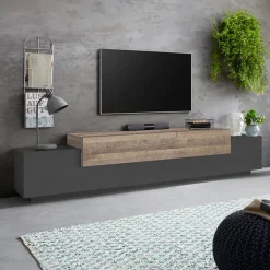 Mobile porta TV 240x52h cm antracite rovere Milos Gihome®