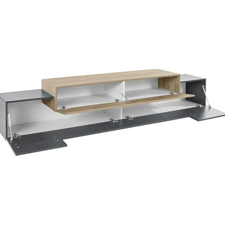 Mobile porta TV 240x52h cm antracite rovere Milos Gihome®
