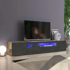 Mobile porta TV 200x37h cm antracite pero Light Big Gihome®