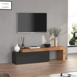 Mobile porta tv 220x51h cm antracite rovere Block