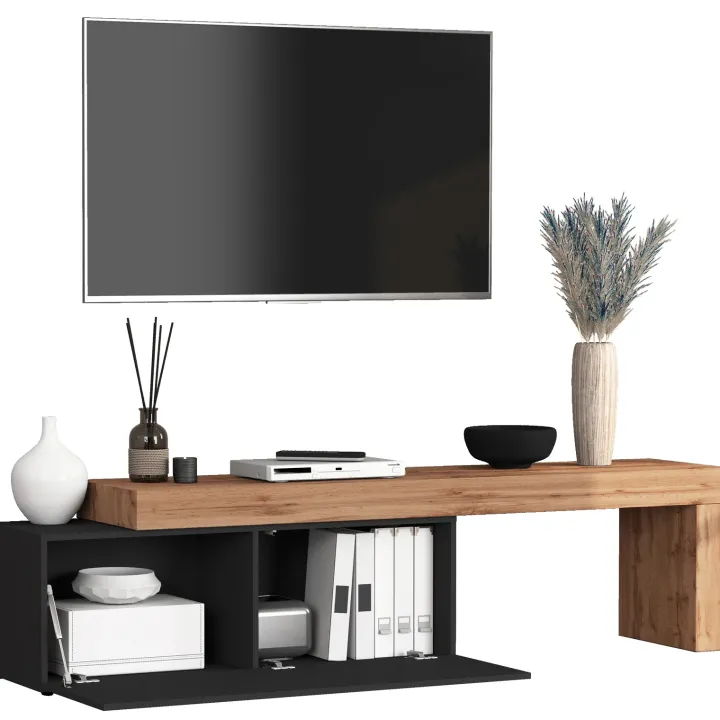 Mobile porta tv 220x51h cm antracite rovere Block
