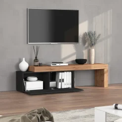 Mobile porta tv 220x51h cm antracite rovere Block