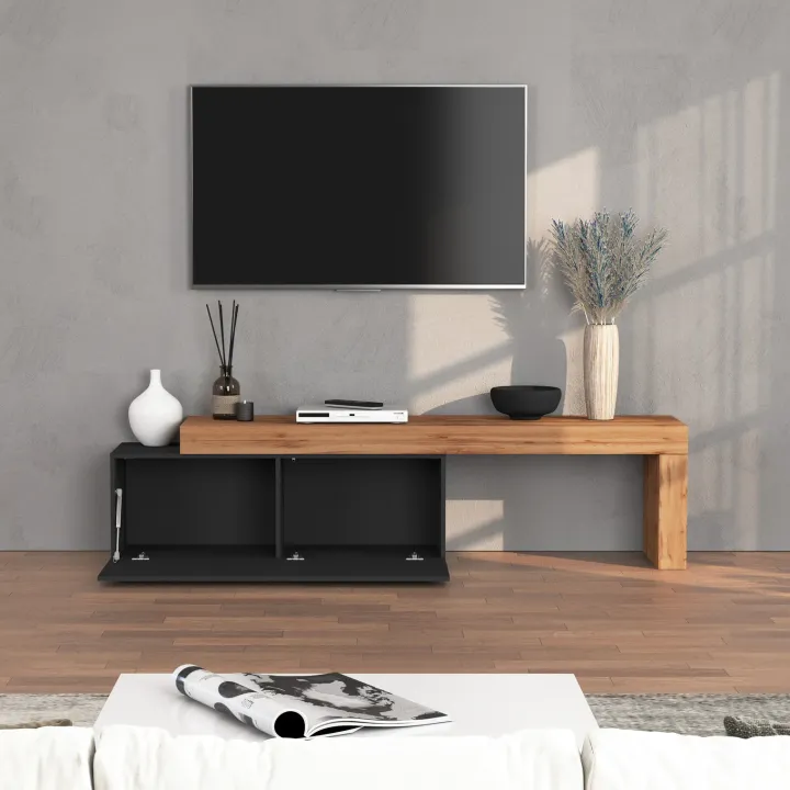 Mobile porta tv 220x51h cm antracite rovere Block