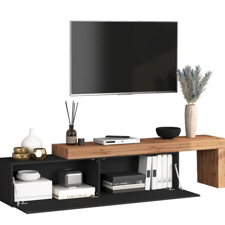 Mobile porta tv 230x51h cm antracite rovere Block