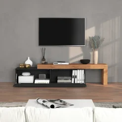 Mobile porta tv 230x51h cm antracite rovere Block