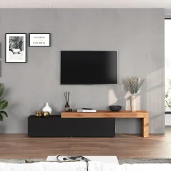 Mobile porta tv 230x51h cm antracite rovere Block