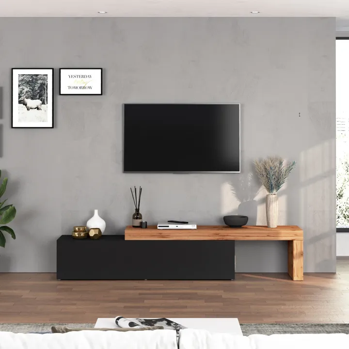 Mobile porta tv 230x51h cm antracite rovere Block