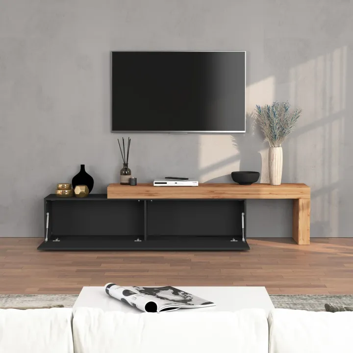 Mobile porta tv 230x51h cm antracite rovere Block