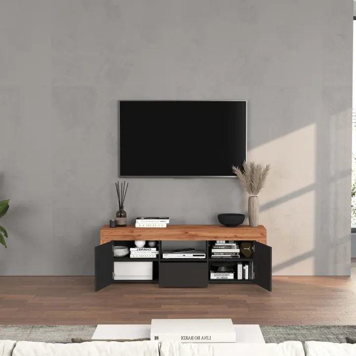 Mobile porta tv 155x51h cm antracite rovere Block