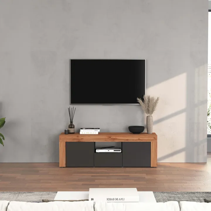 Mobile porta tv 155x51h cm antracite rovere Block