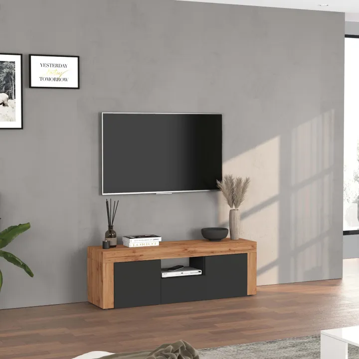 Mobile porta tv 155x51h cm antracite rovere Block