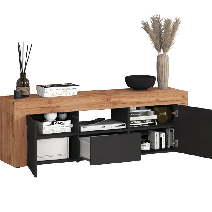 Mobile porta tv 155x51h cm antracite rovere Block