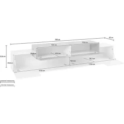 Mobile porta TV 240x52h cm bianco laccato lucido pero Milos Gihome®