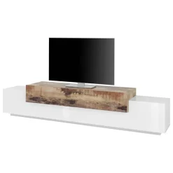 Mobile porta TV 240x52h cm bianco laccato lucido pero Milos Gihome®