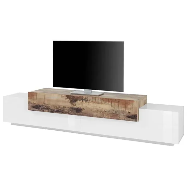 Mobile porta TV 240x52h cm bianco laccato lucido pero Milos Gihome®