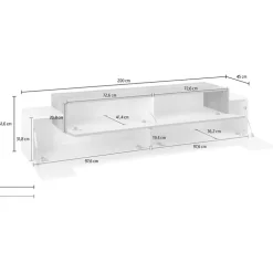 Mobile porta TV 200x52h cm bianco lucido antracite Milos Gihome®