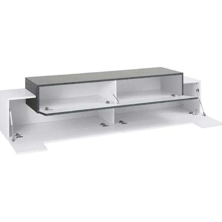 Mobile porta TV 200x52h cm bianco lucido antracite Milos Gihome®